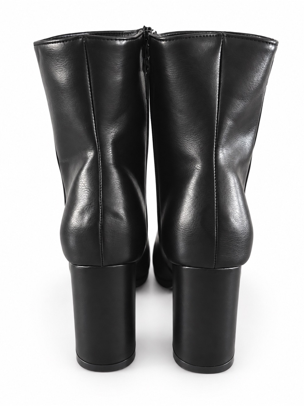 Black Women's Mid-Calf Faux Leather Boots - Picture 4 of 7